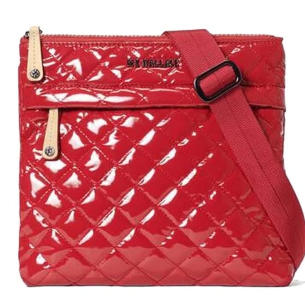 nwot MZ Wallace Metro Flat Rouge Lacquer Crossbody Bag